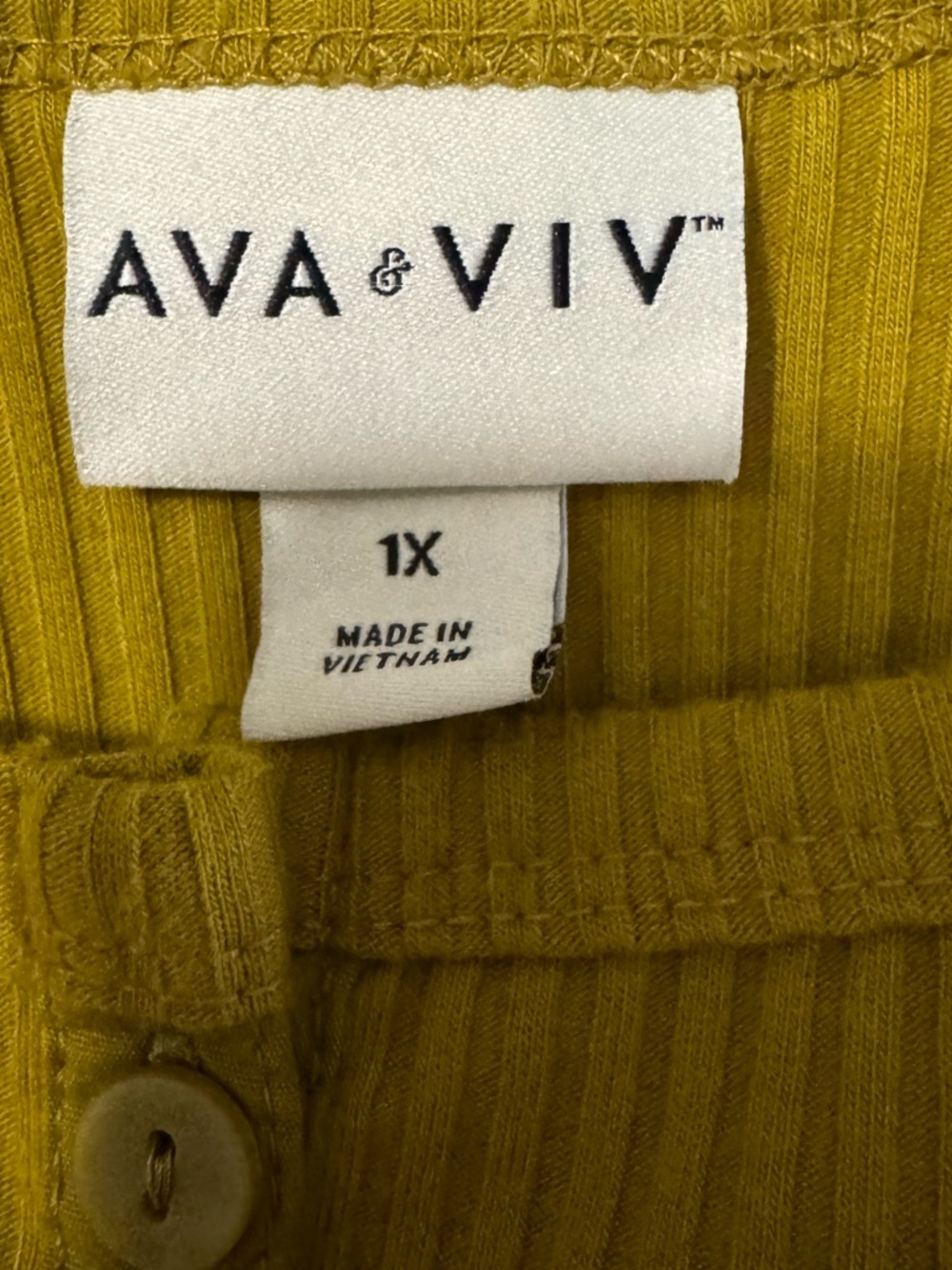 Ava & Viv Ribbed Scoop Neck Tank Top in Mustard Yellow 1X - Picture 4 of 4